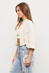 Ivory Collar Button Top