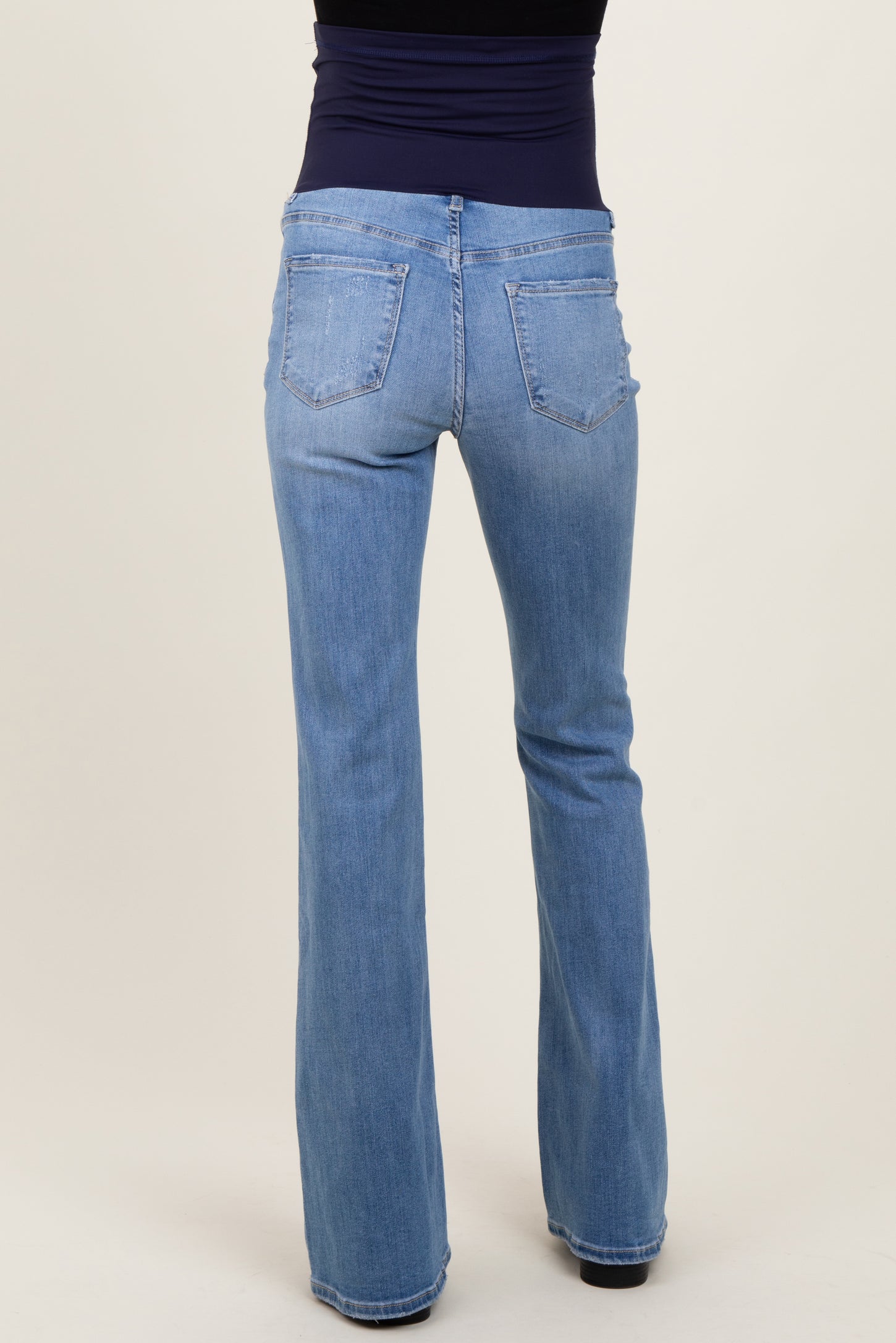 Light Blue Vintage Wash Flare Maternity Jeans