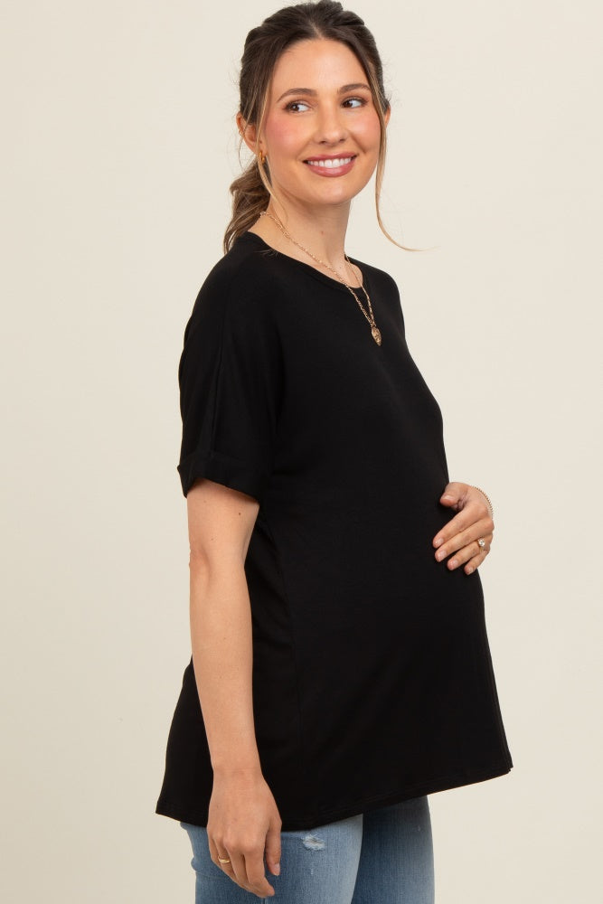 Black Relaxed Fit Maternity T-Shirt