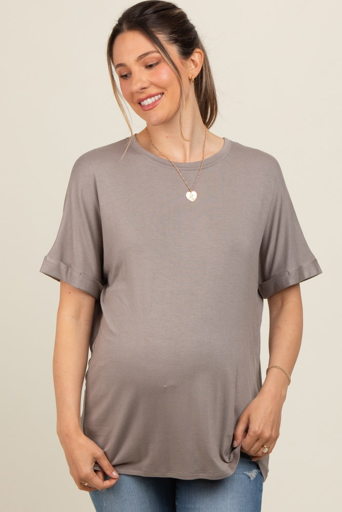 Taupe Relaxed Fit Maternity T-Shirt