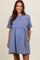 Blue Raw Hem Maternity Short Sleeve Dress