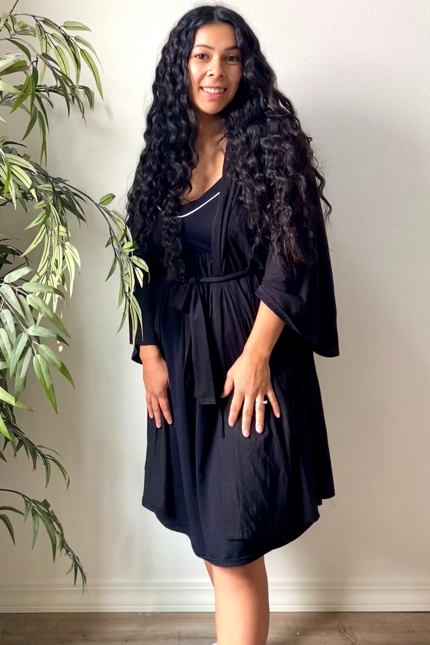 Black Drop Front Maternity Nursing Dress