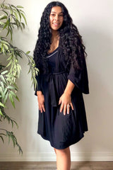 Black Drop Front Maternity Nursing Dress