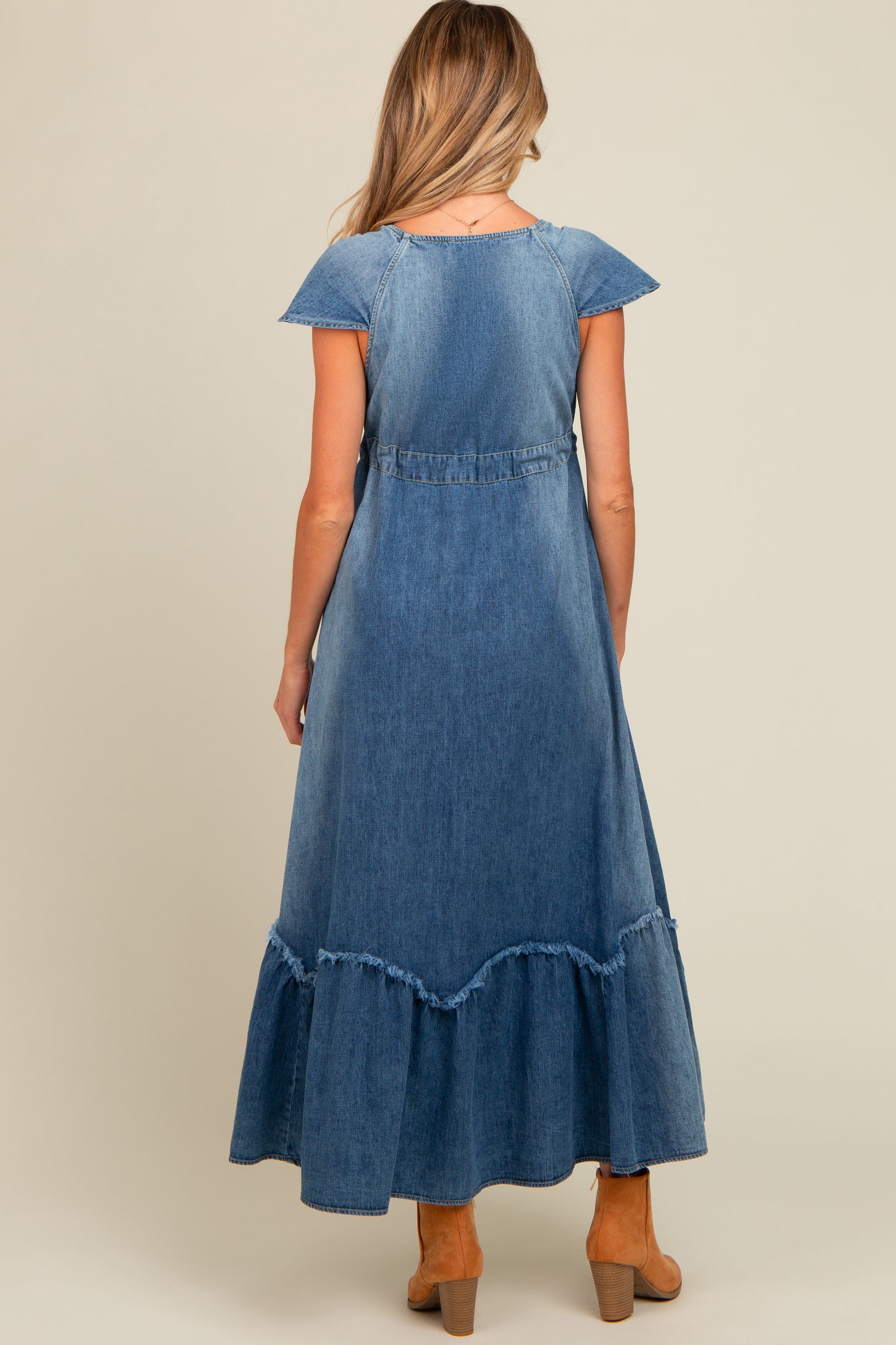 Blue Denim Sash Waist Maternity Maxi Dress – PinkBlush
