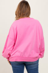 Pink Raw Hem Detail Maternity Plus Pullover Top