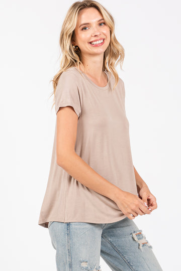 Mocha Basic Short Sleeve Top
