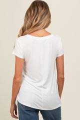 Ivory Basic V-Neck Short Sleeve Maternity Top