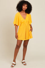 Yellow Textured Open Back Romper