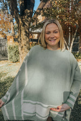 Olive Mixed Stripe Dolman Sleeve Maternity Sweater