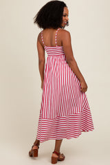 Red Contrast Stripe Midi Dress