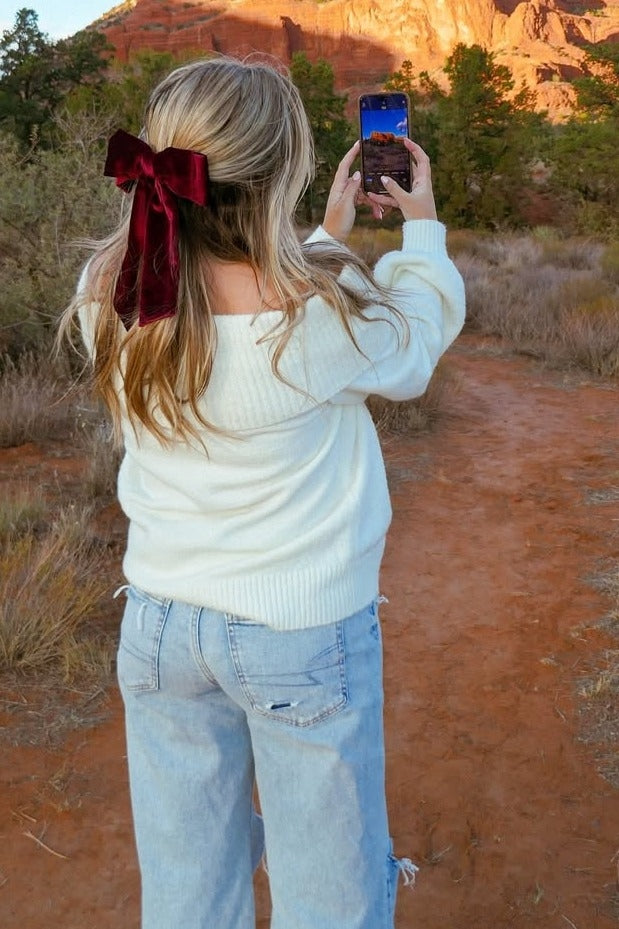 Beige Mixed Cable Knit Striped Sweater