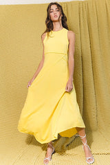 Yellow Tank Asymmetrical Solid Knit Maxi Dress