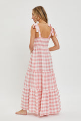 Pink Gingham Maxi Dress