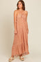 Beige Floral Tie Front Maxi Dress