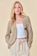 Moss One Button Front Knit Cardigan