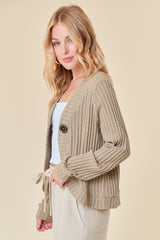 Moss One Button Front Knit Cardigan
