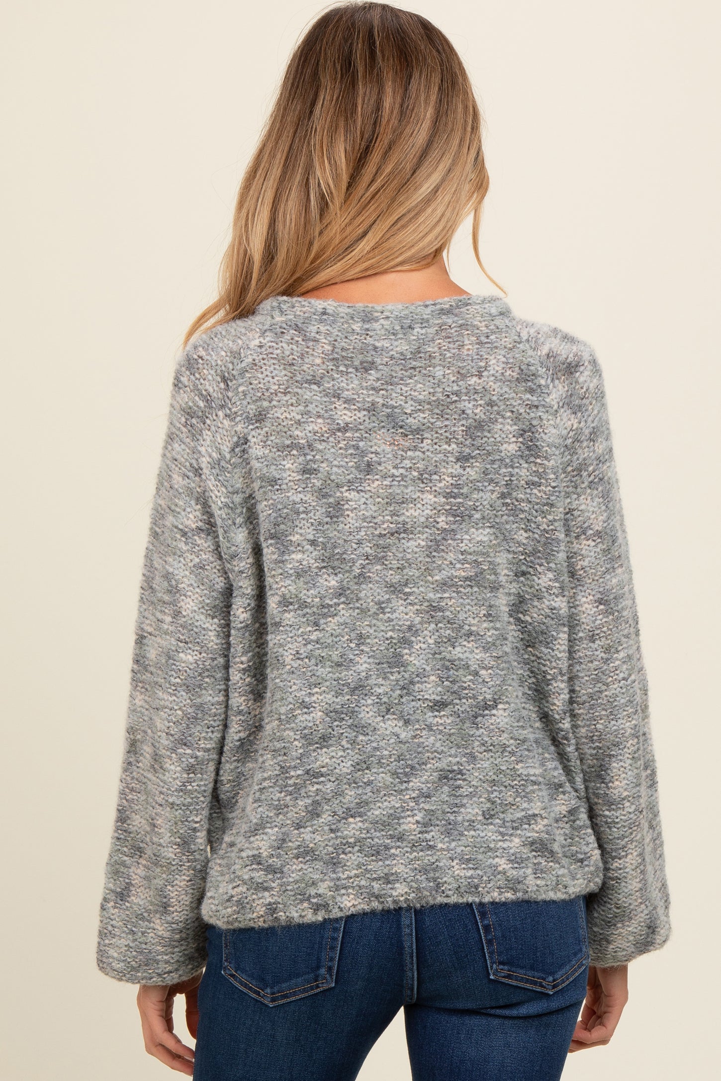 Grey Multi-Colored Maternity Sweater