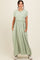 Light Olive Ruffle Trim Maxi Dress