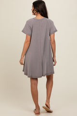 Mocha Solid T-shirt Mini Dress