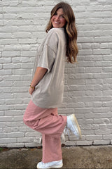 Pink Drawstring Checker Plaid Pants