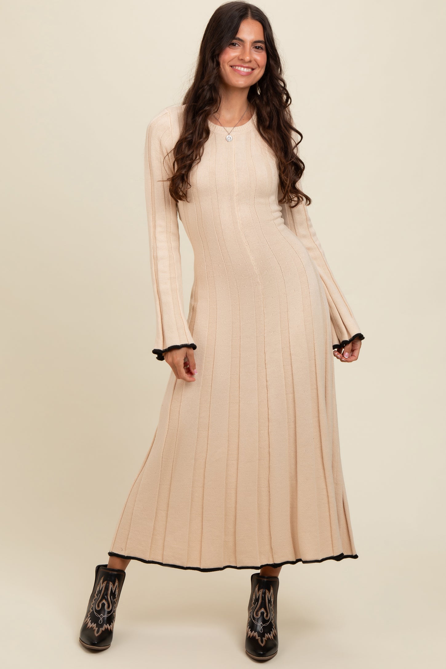 cream sweater maxi dress Monique Cream Sweater Maxi Dress - XL Size - Women's Dresses