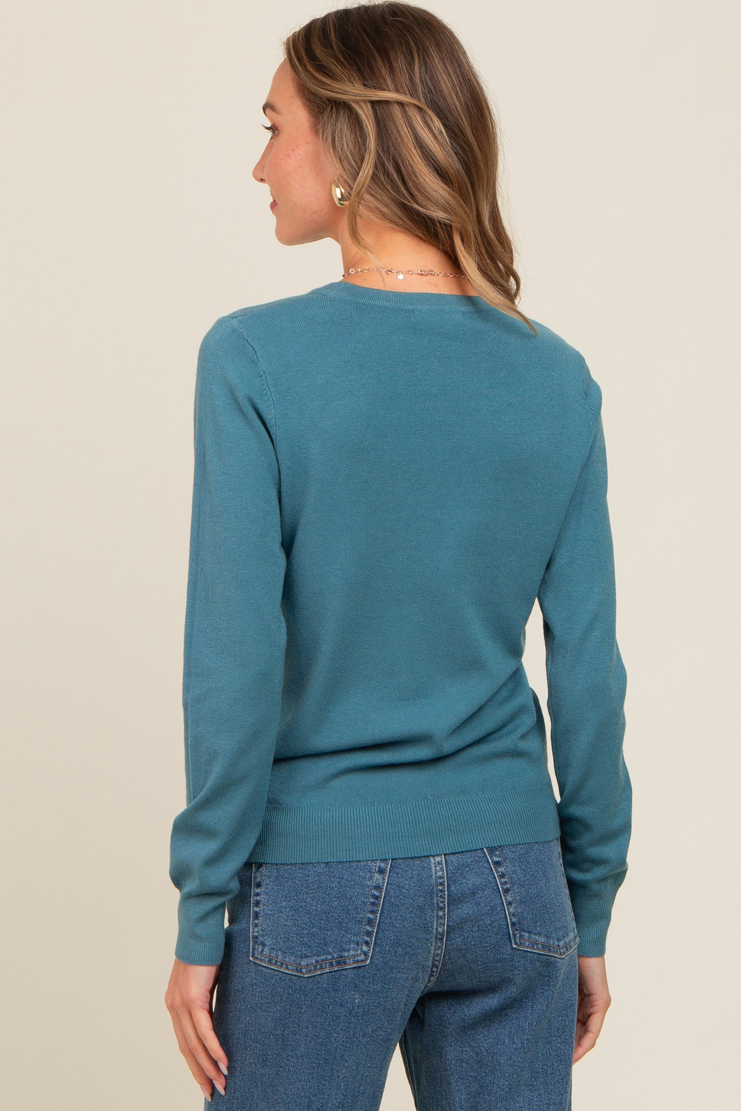Teal Basic Soft Knit Sweater