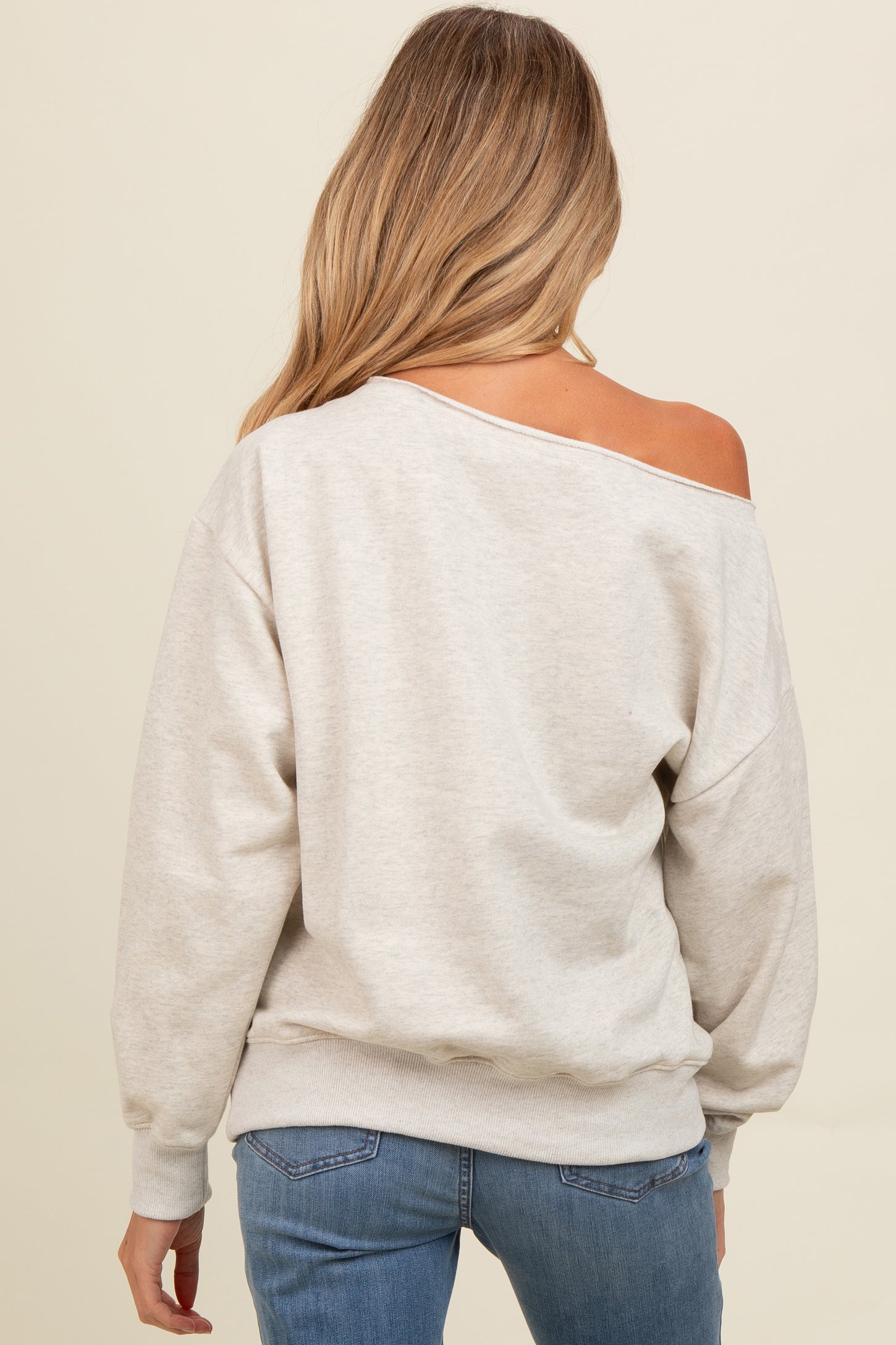 Heather Grey One Shoulder Maternity Sweatshirt