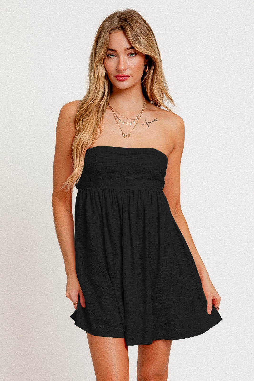 Black Babydoll Tube Dress