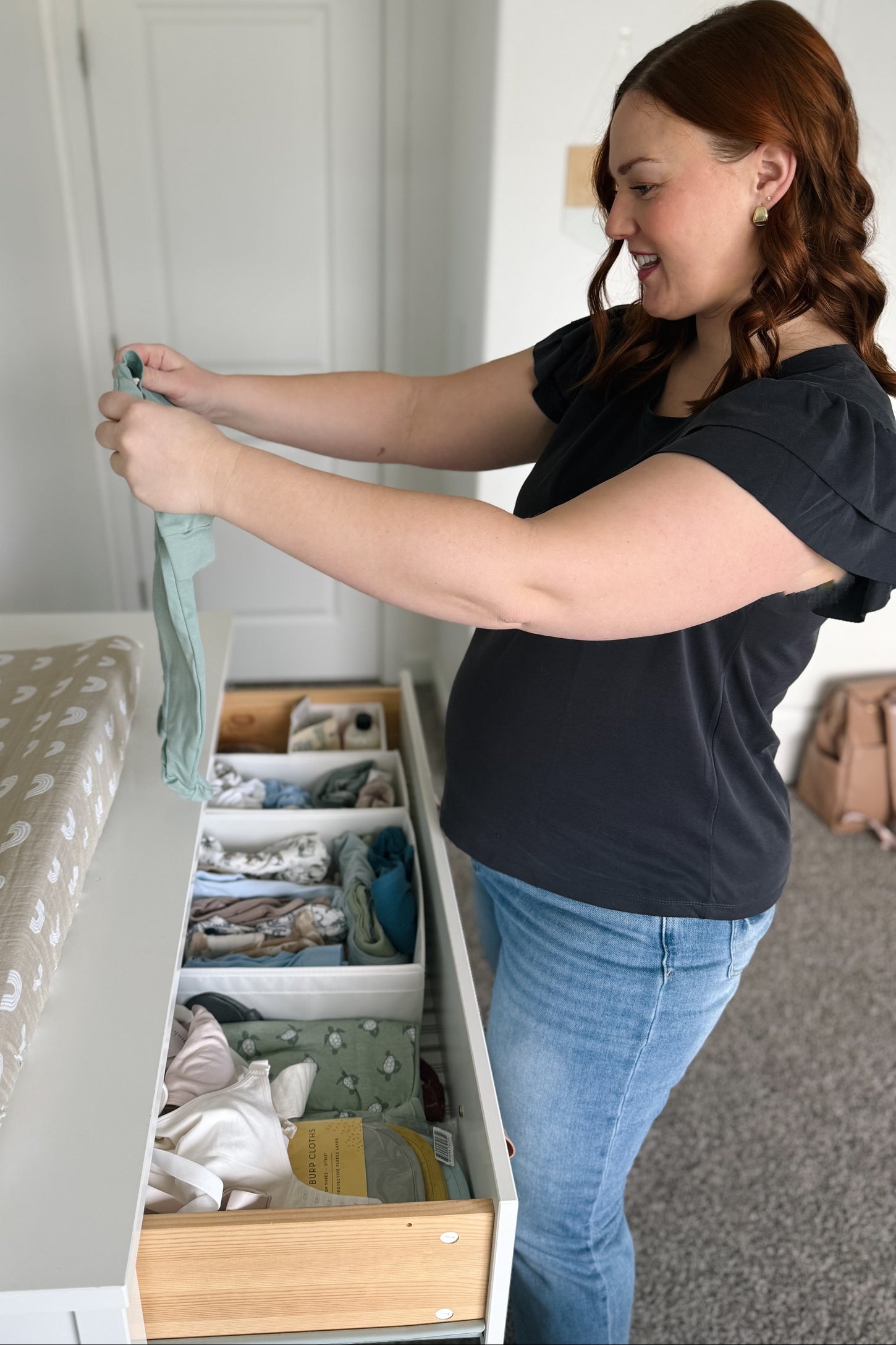 Black Ruffle Short Sleeve Maternity Top