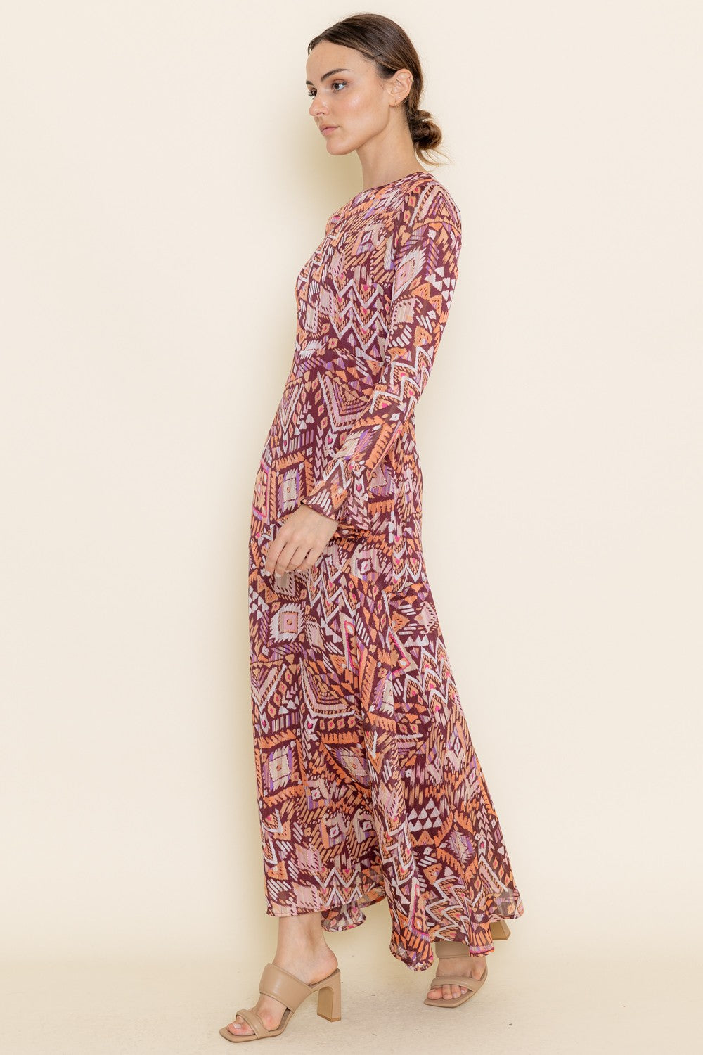 Multi Abstract Print Boho Maxi Dress