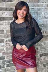 Black Mesh Fly Away Back Long Sleeve Tee