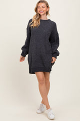 Charcoal Chenille Knit Sweater Dress