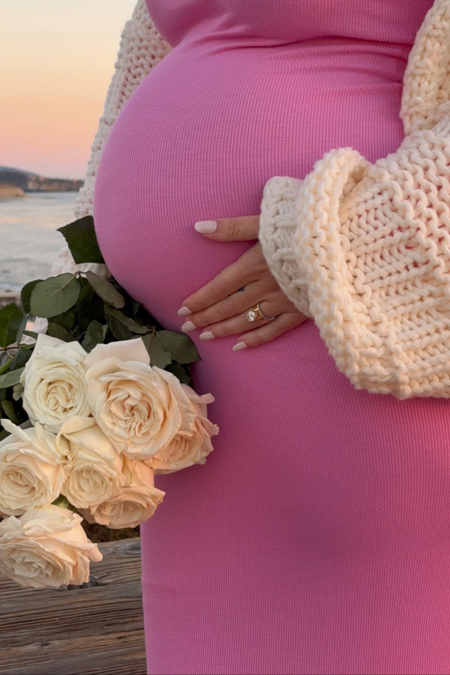 Cream Oversized Chunky Knit Maternity Cardigan