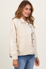 Cream Collared Button Up Shirt Jacket