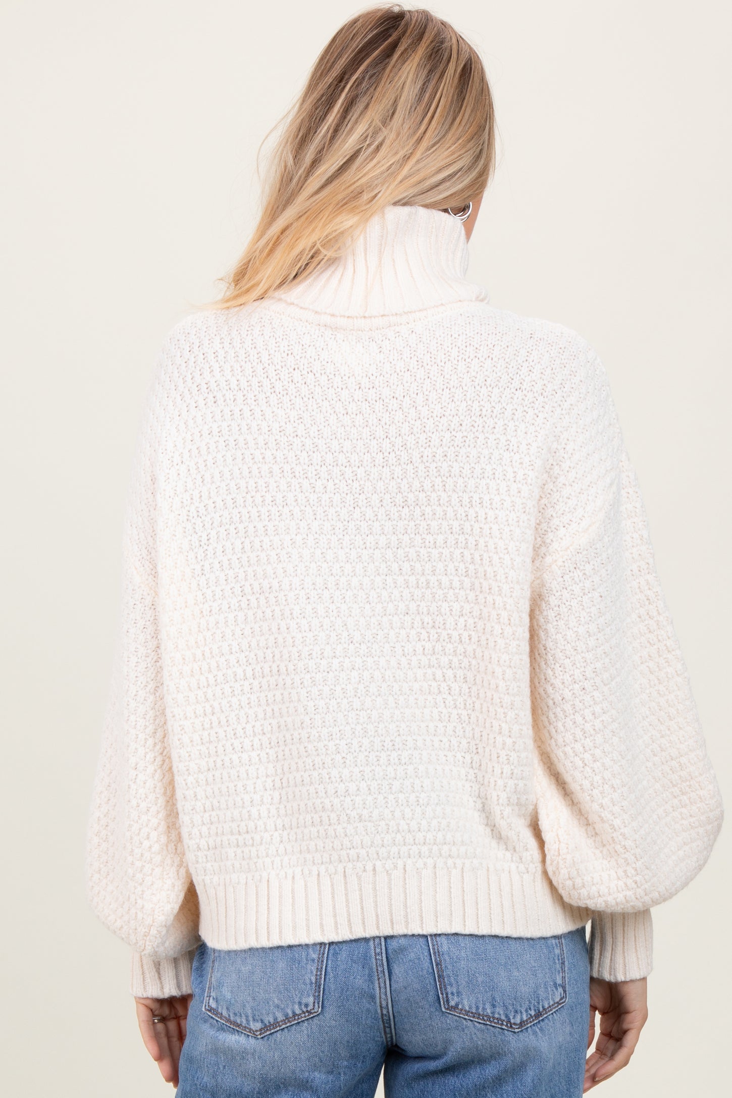 Ivory Chunky Knit Turtleneck Sweater