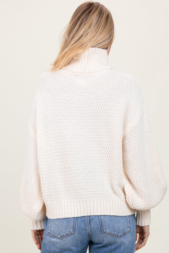 Ivory Chunky Knit Turtleneck Sweater