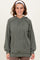 Olive Ribbed Front Pocket Drawstring Hoodie