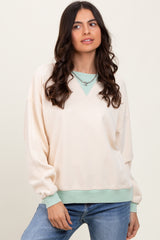 Cream Coloblock French Terry Sweatshirt