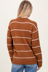Mocha Striped Mock Neck Sweater