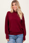 BurgundyFine Knit Balloon Sleeve Sweater
