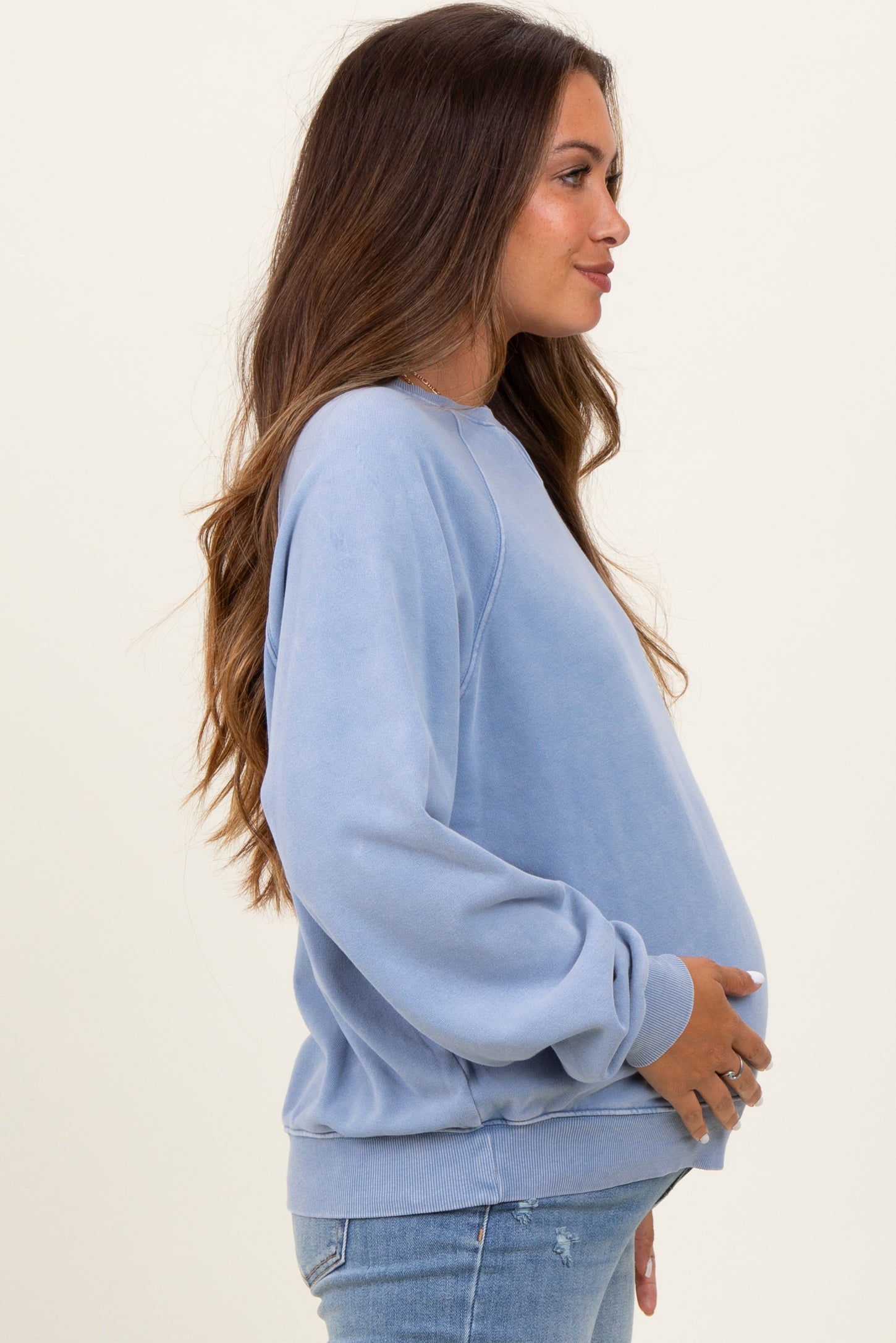 Blue Vintage Wash Relaxed Fit Maternity Sweatshirt
