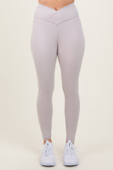 Beige Crossover Waistline Leggings