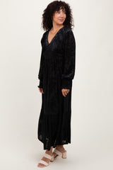Black Floral Velvet Overlay Maxi Dress