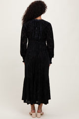 Black Floral Velvet Overlay Maxi Dress