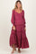 Burgundy Floral Button Accent Bodice Tiered Maternity Maxi Dress