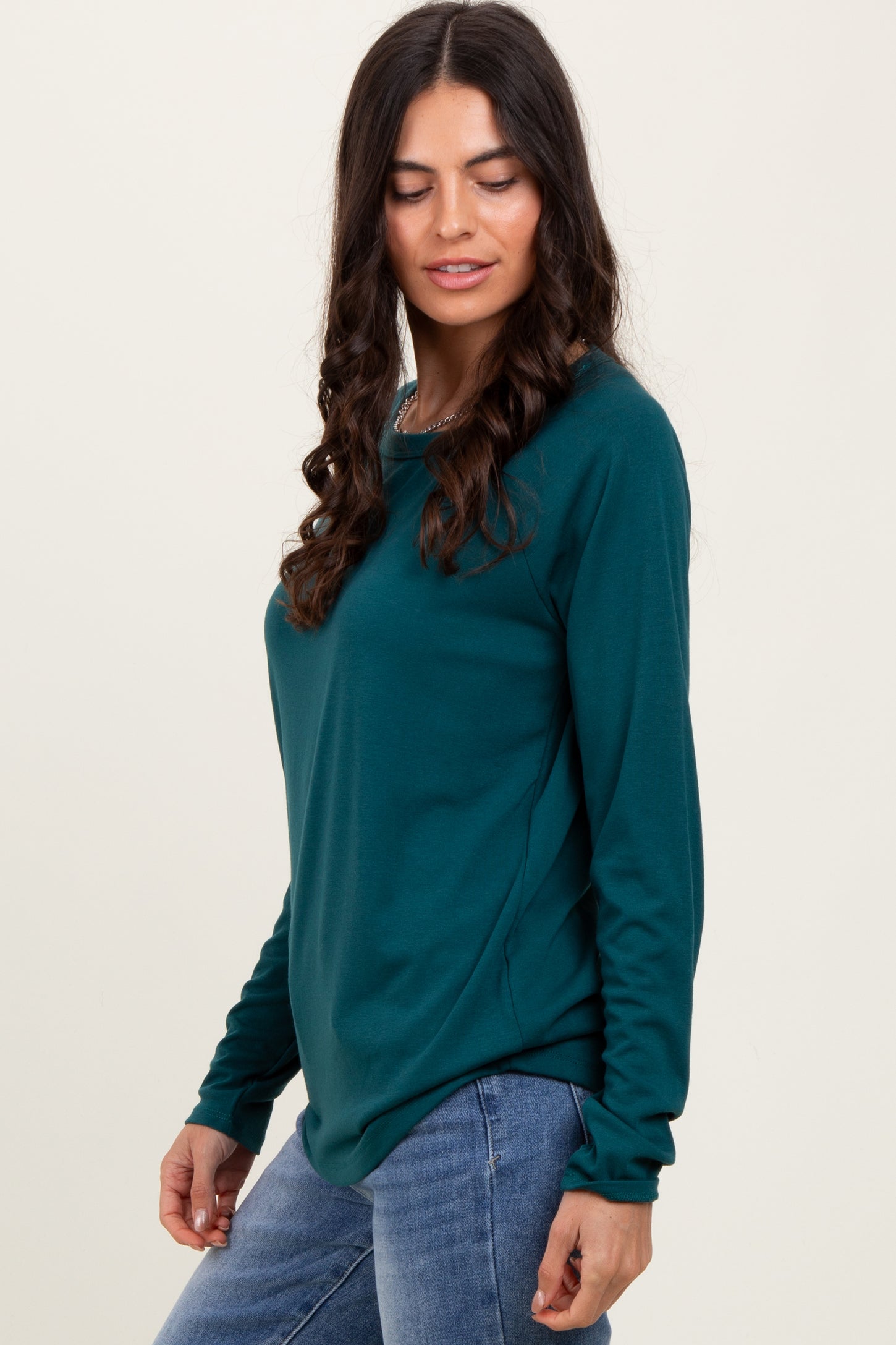 Deep Teal Raglan Long Sleeve Top