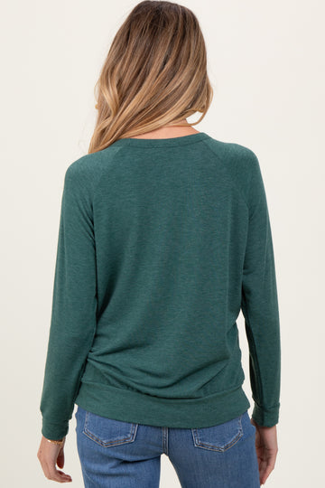 Forest Green Basic Maternity Pullover Top