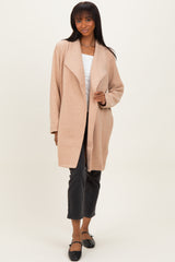 Beige Knit Relaxed Fit Coat Jacket