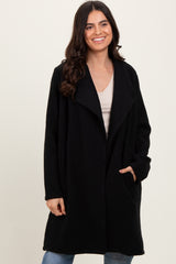 Black Knit Relaxed Fit Coat Jacket