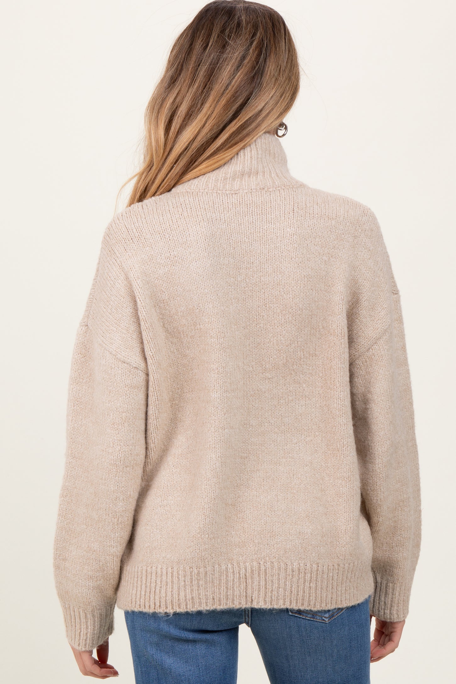 Cream Mock Neck Oversized Maternity Sweater